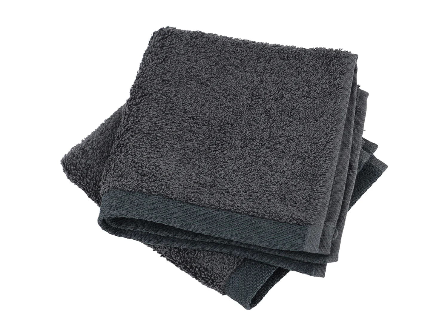 Lot de 2 serviettes invité 30x30 cm coton peigné ALBA anthracite
