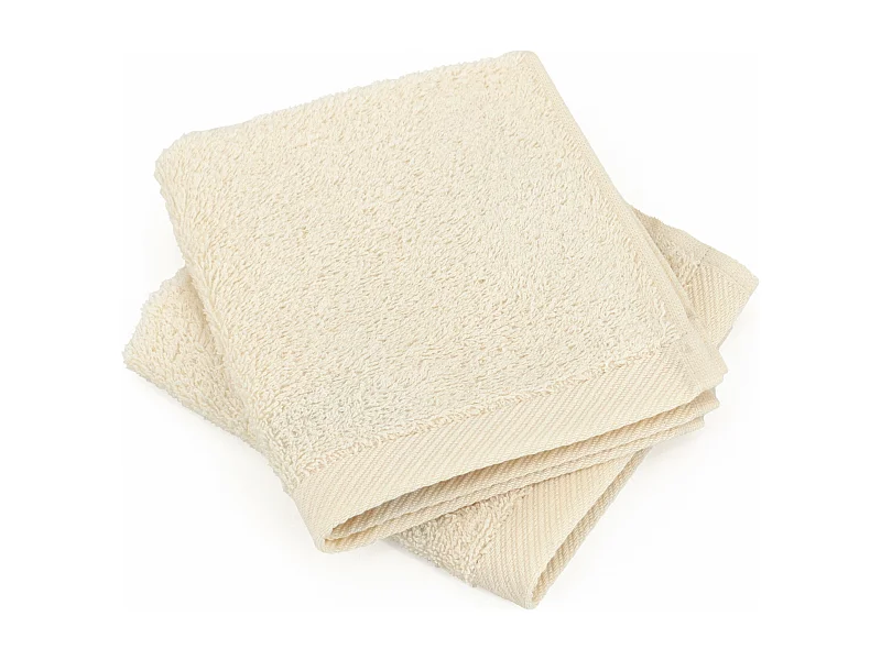 Lot de 2 serviettes invité 30x30 cm coton peigné ALBA ivoire