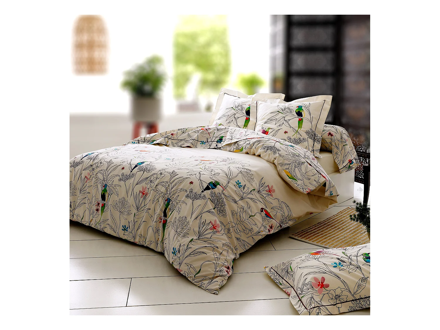 Parure de lit 280x240 cm coton AMAZONIA ecru