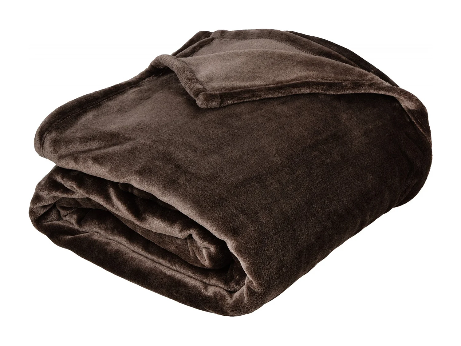 Couverture polaire microvelours 180x220 cm VELVET Marron Ebene