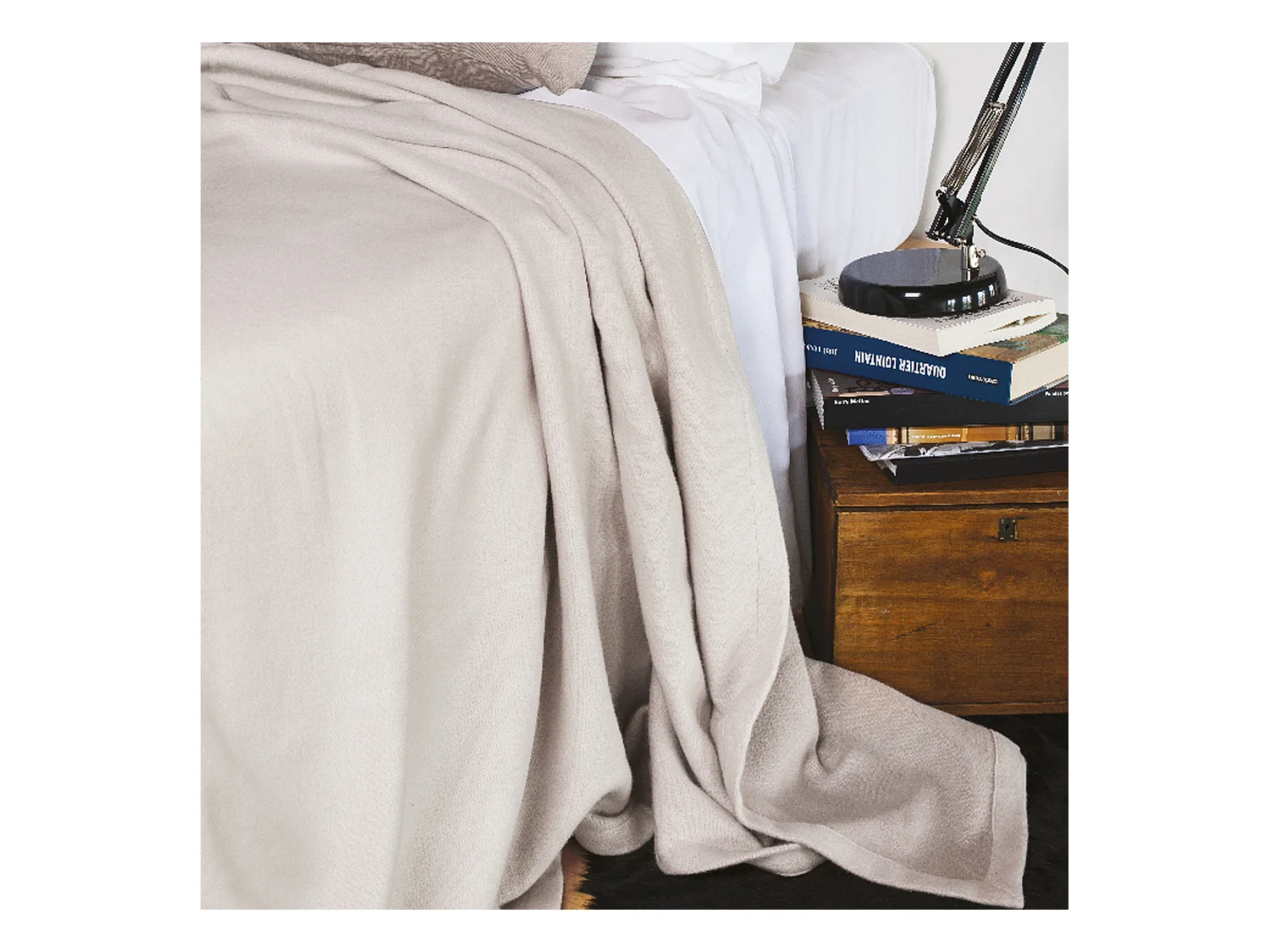 Couverture été 180x240 cm coton 260 g/m2 PROVENCE bicolore gris perle/acier