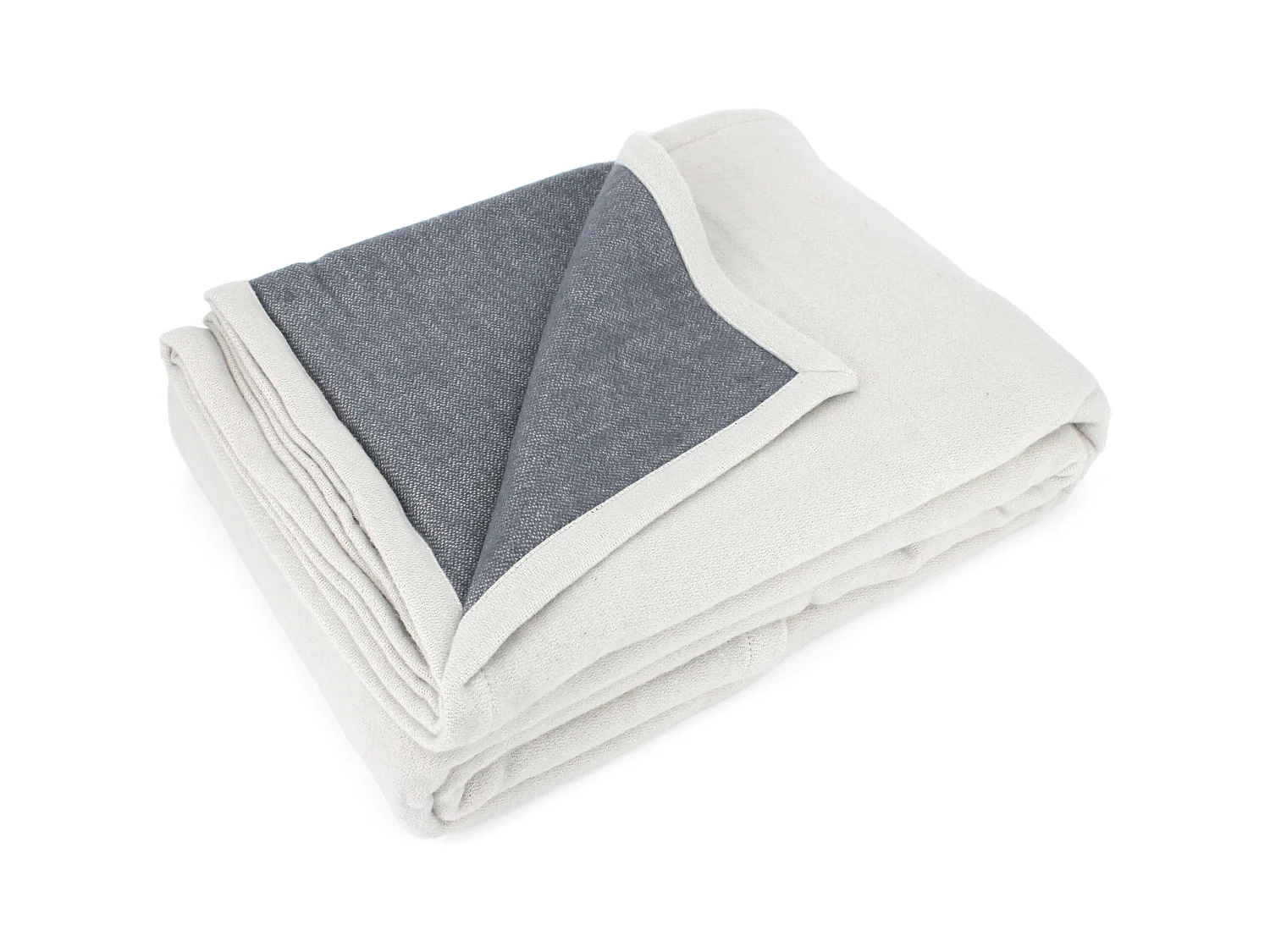 Couverture été 180x240 cm coton 260 g/m2 PROVENCE bicolore gris perle/acier