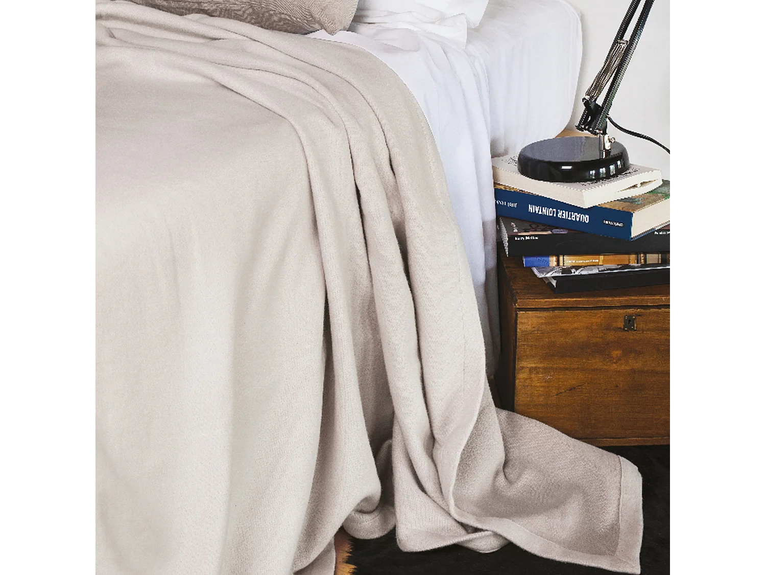 Couverture été 180x240 cm coton 260 g/m2 PROVENCE bicolore gris perle/acier