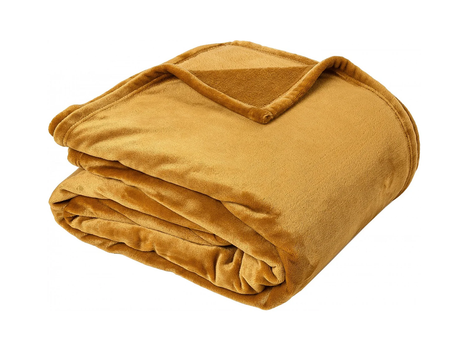 Couverture polaire microvelours 220x240 cm VELVET Jaune Miel