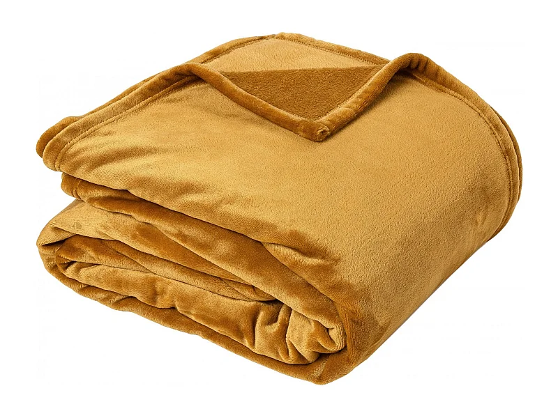 Couverture polaire microvelours 220x240 cm VELVET Jaune Miel