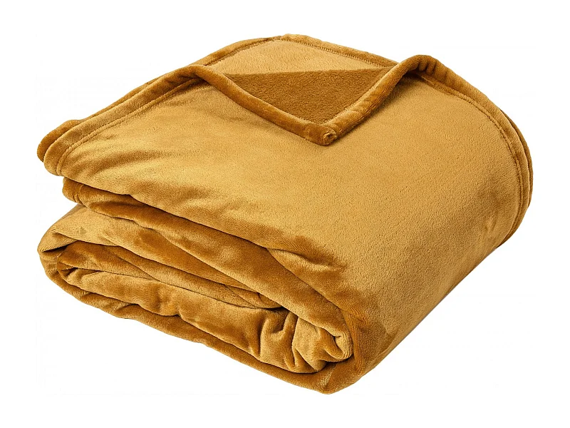 Couverture polaire microvelours 240x260 cm VELVET Jaune Miel
