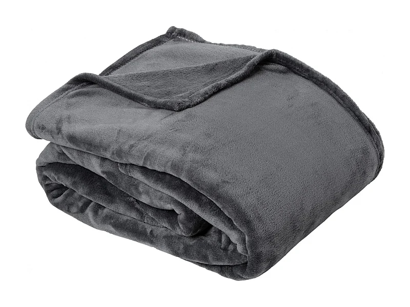 Couverture polaire microvelours 180x220 cm VELVET Gris Acier