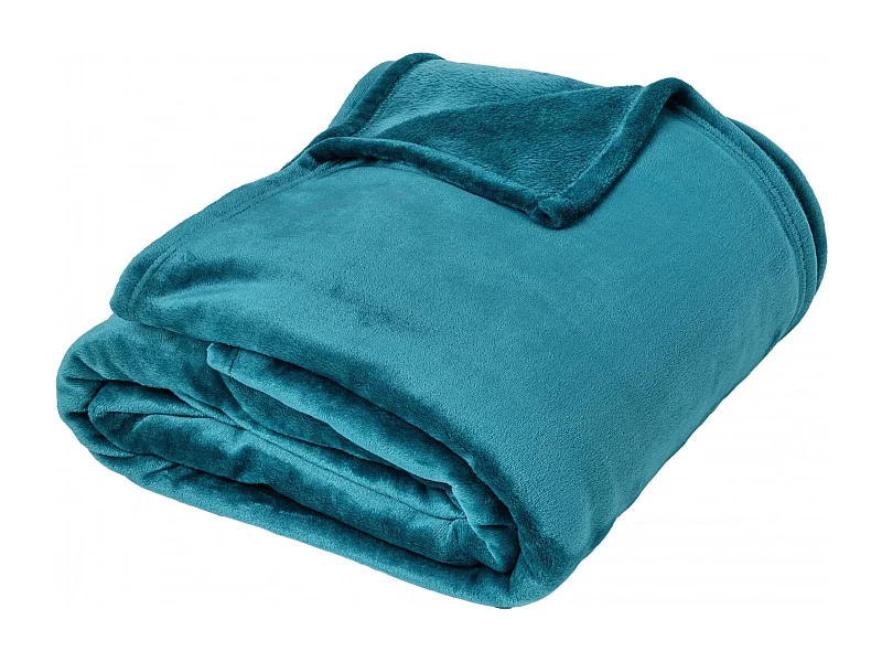 Couverture polaire microvelours 220x240 cm VELVET Bleu Lac