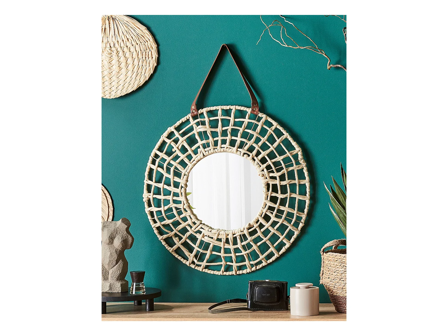 Espelho PALACI 60 cm 60 cm Corda de papel Natural
