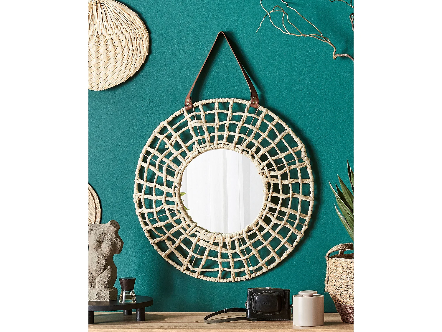 Miroir PALACI 60 cm 60 cm Corde en papier Naturel