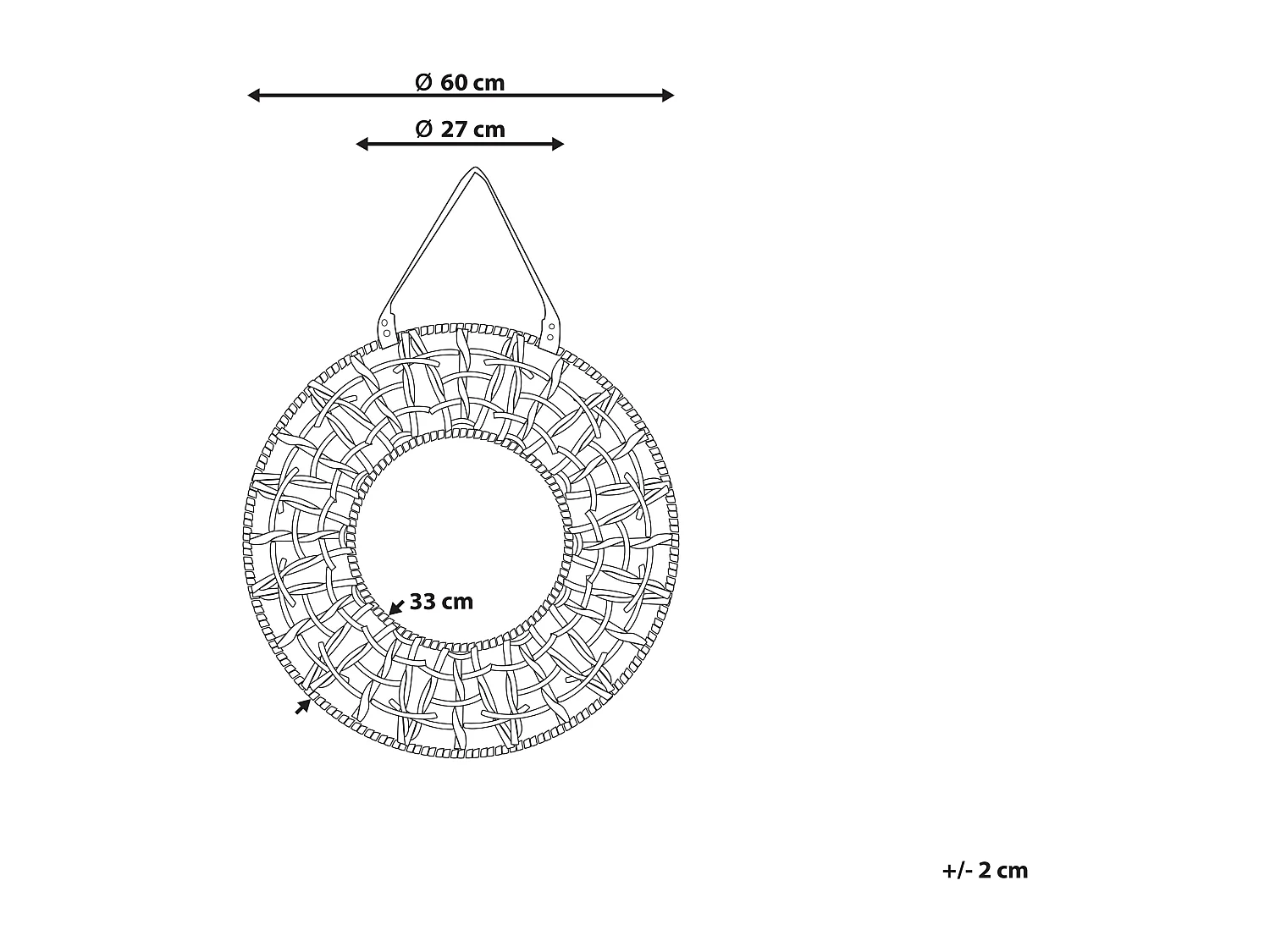 Specchio PALACI 60 cm 60 cm Corda di carta Naturale