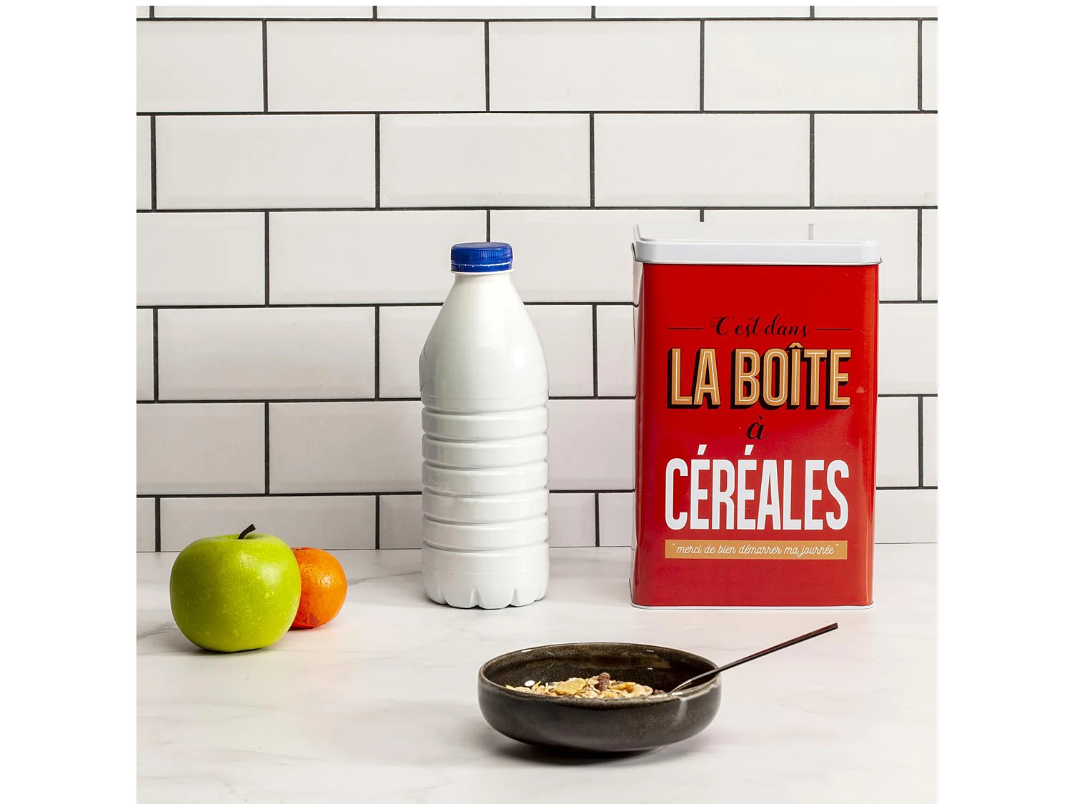 Boîte métal LA BOITE A Céréales rouge