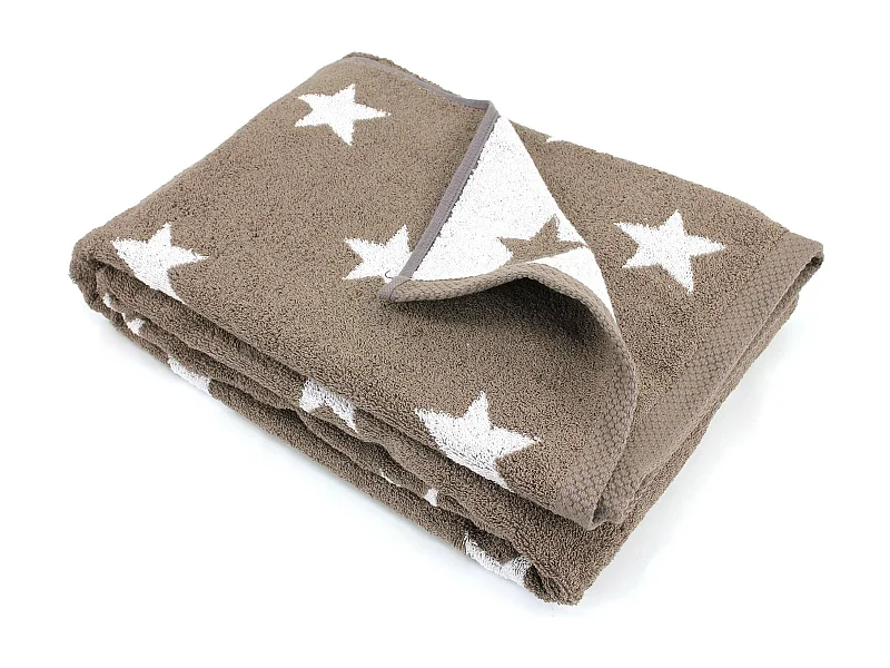 Drap de bain 100x150 cm coton 480 g/m2 STARS Marron