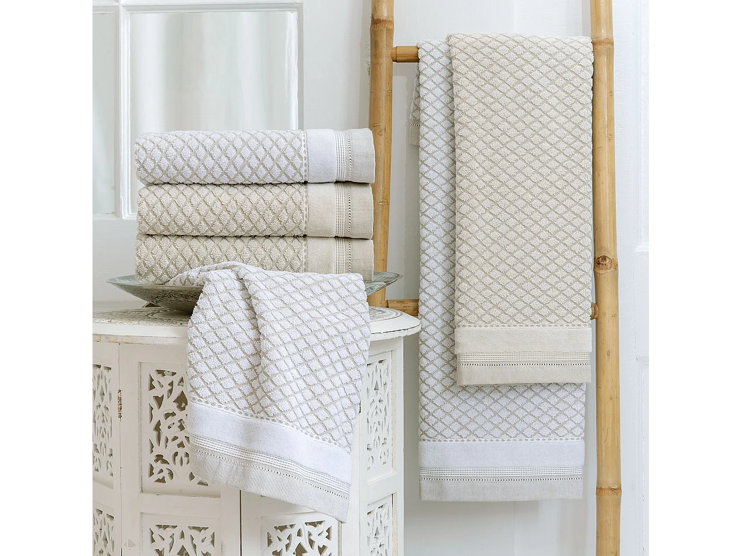 Drap de bain 100x150 cm LINEN blanc