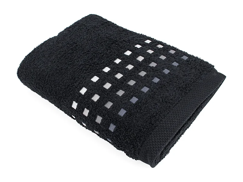 Drap de bain 100x150 cm PURE SQUARES Noir 550 g/m2