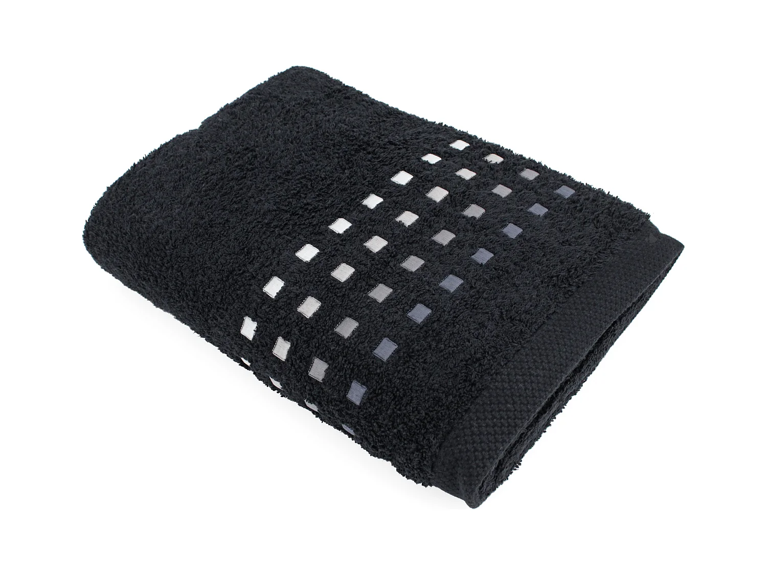Drap de bain 100x150 cm PURE SQUARES Noir 550 g/m2