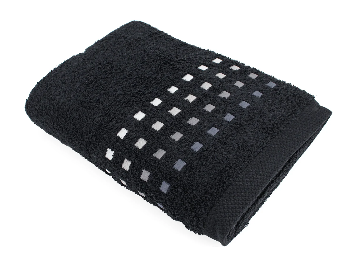 Drap de bain 100x150 cm PURE SQUARES Noir 550 g/m2
