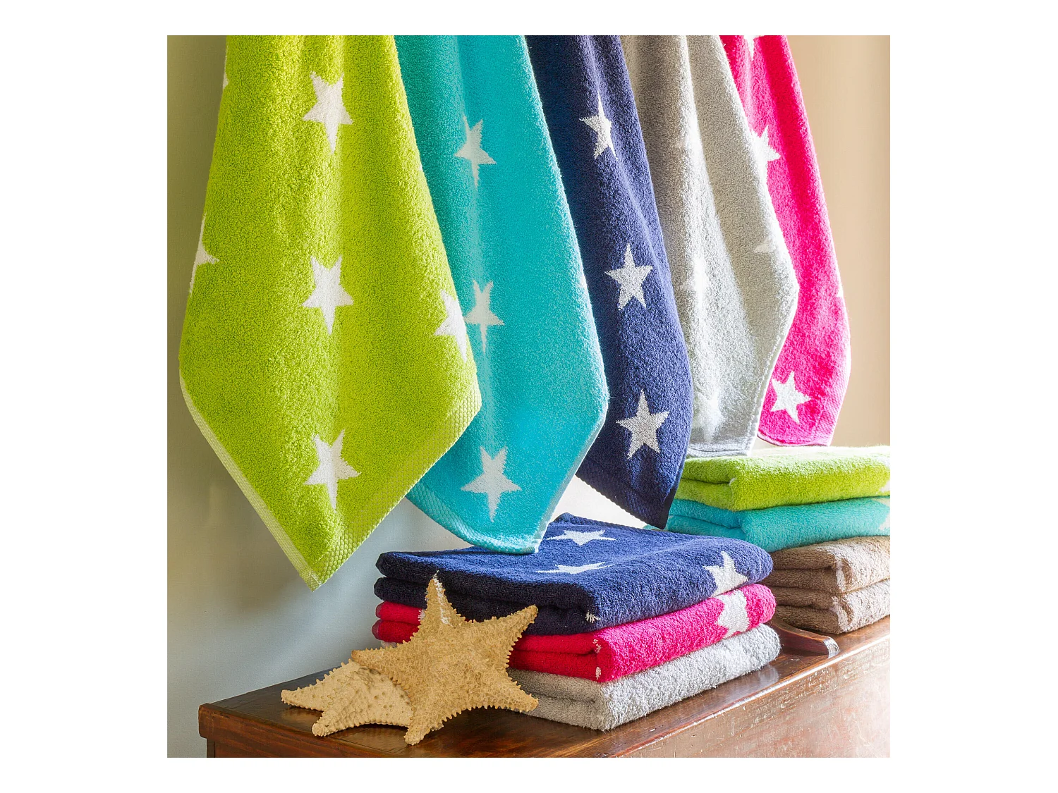 Drap de bain 100x150 cm coton 480 g/m2 STARS Vert