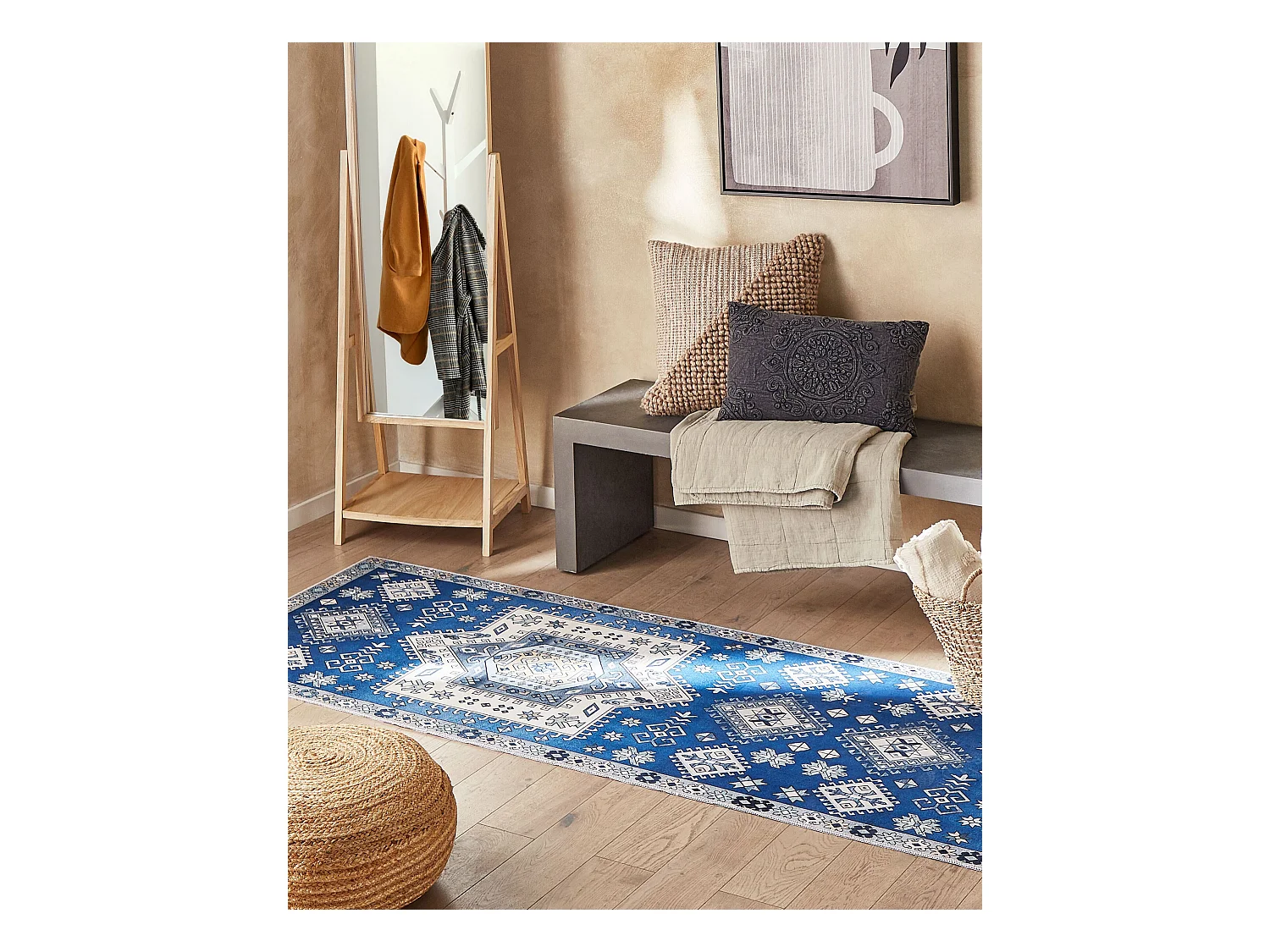 Tapete azul e creme 80 x 300 cm PARVAKADLI