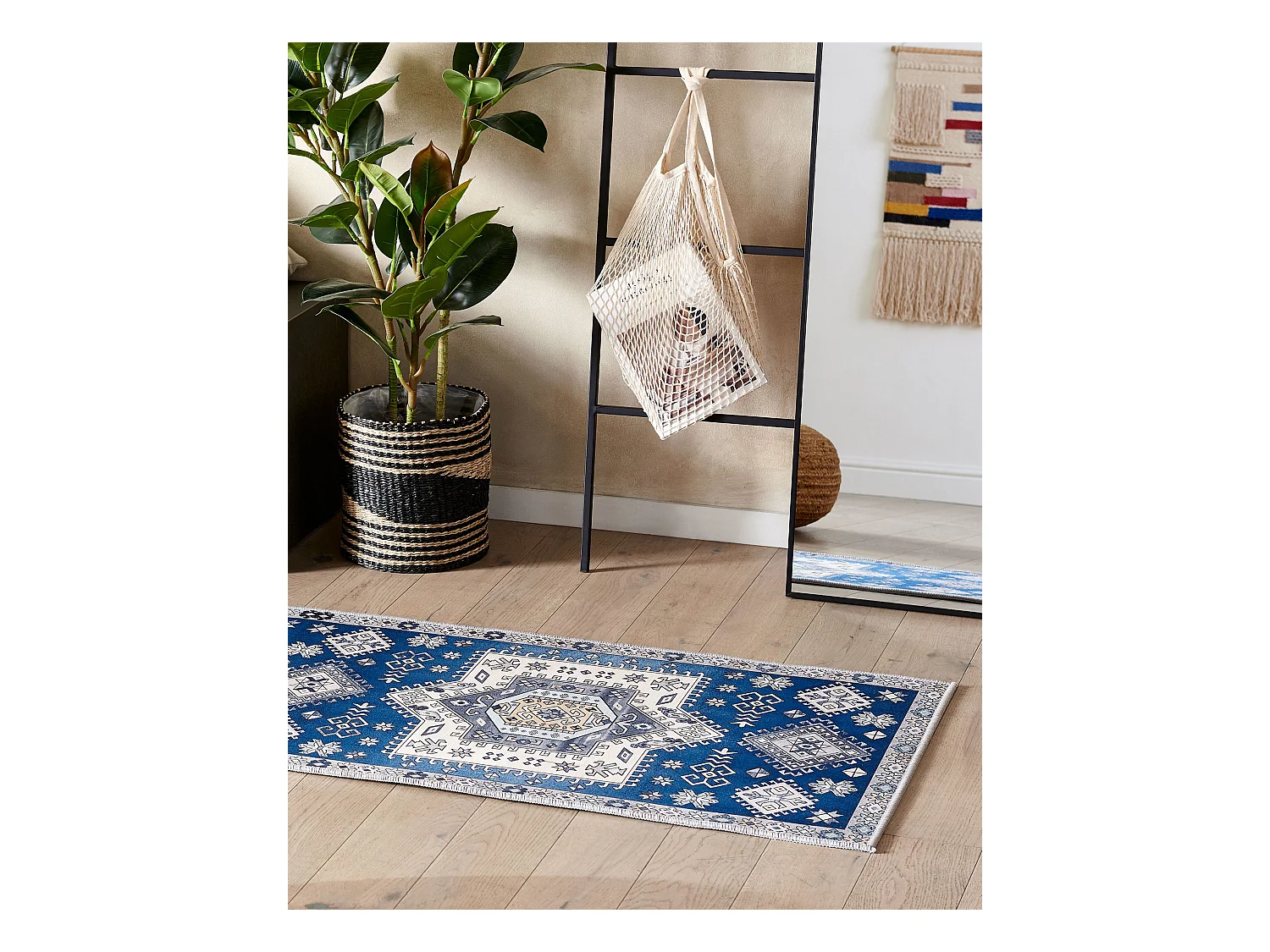 Tapete azul e creme 60 x 200 cm PARVAKADLI