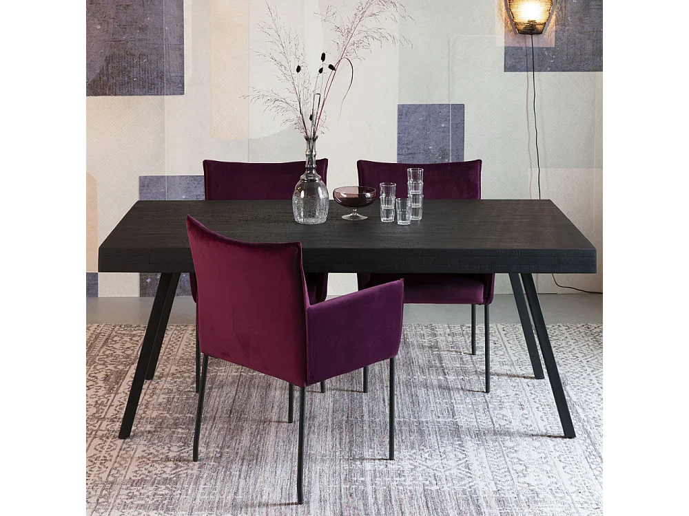 Suri - Table à manger en teck recyclé 220x100cm - Couleur - Noir