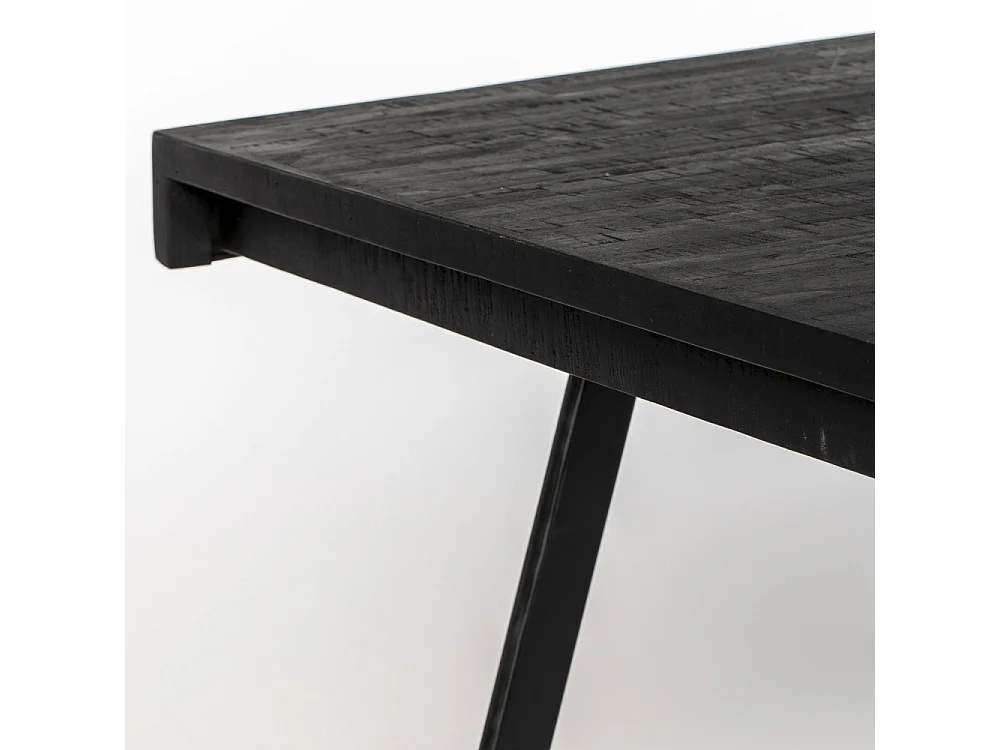 Suri - Table à manger en teck recyclé 220x100cm - Couleur - Noir