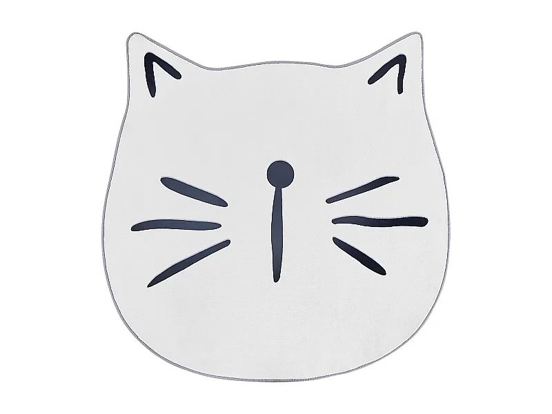 Teppich Polyester weiß Tiermotiv Katzenform ⌀ 100 cm Kinderzimmer Modern Kitty
