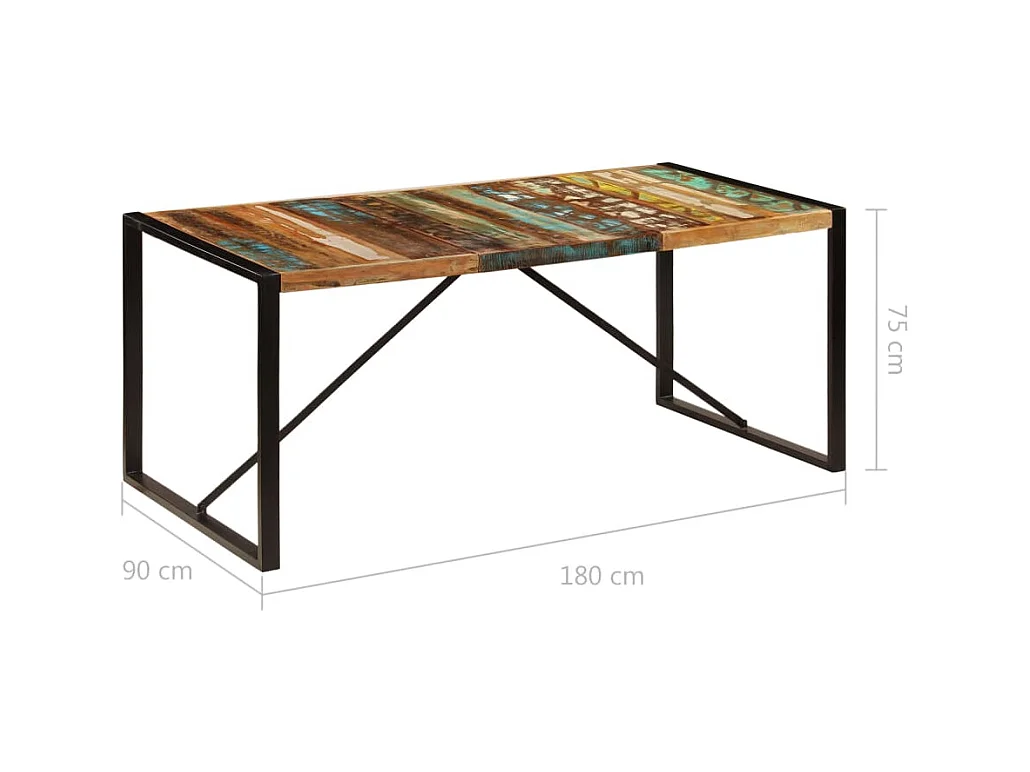 Table de salon salle bois marron 180 x 90 x 75 cm 0902279