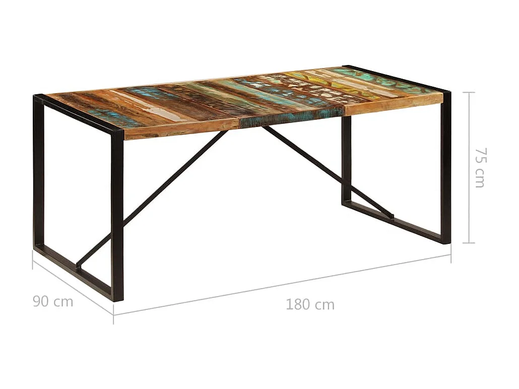 Table de salon salle bois marron 180 x 90 x 75 cm 0902279