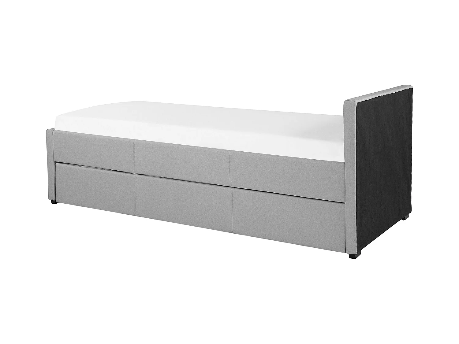 Tagesbett ausziehbar Stoffbezug Leinenoptik grau Lattenrost 80x200 cm Marmande