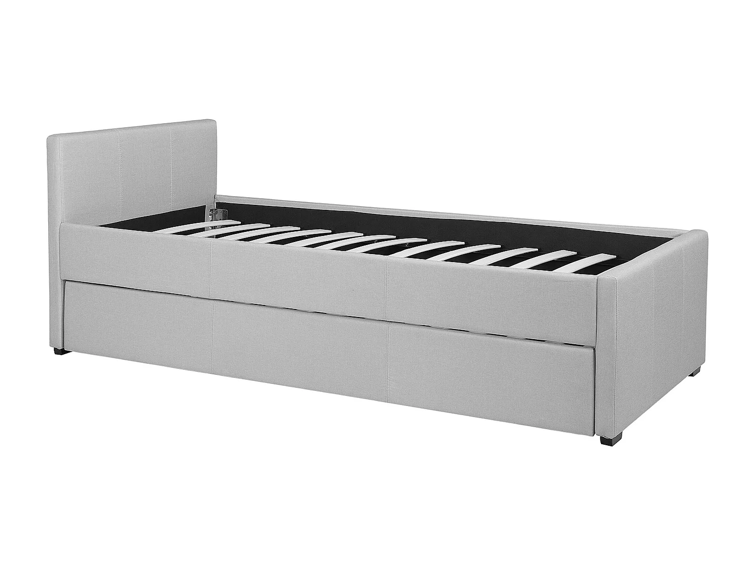 Tagesbett ausziehbar Stoffbezug Leinenoptik grau Lattenrost 80x200 cm Marmande