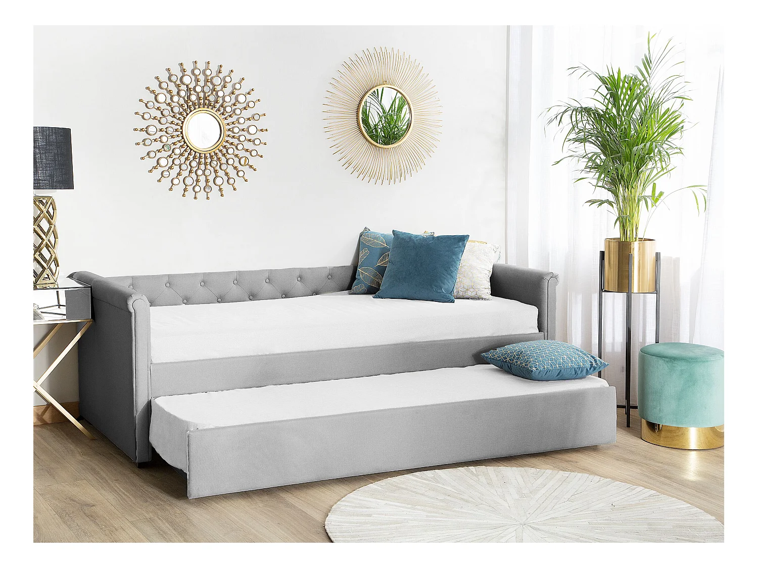 Cama nido Tela LIBOURNE 80 x 200 cm Gris claro