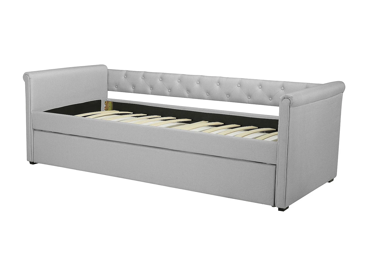 Lit gigogne Tissu LIBOURNE 80 x 200 cm Gris clair