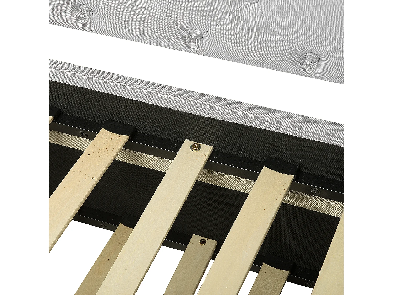 Elegantes Tandembett ausziehbar Polsterung hellgrau Leinenoptik Libourne