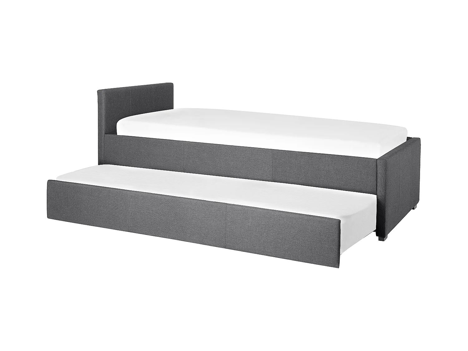 Tagesbett ausziehbar Stoffbezug Leinenoptik grau Lattenrost 80x200 cm Marmande