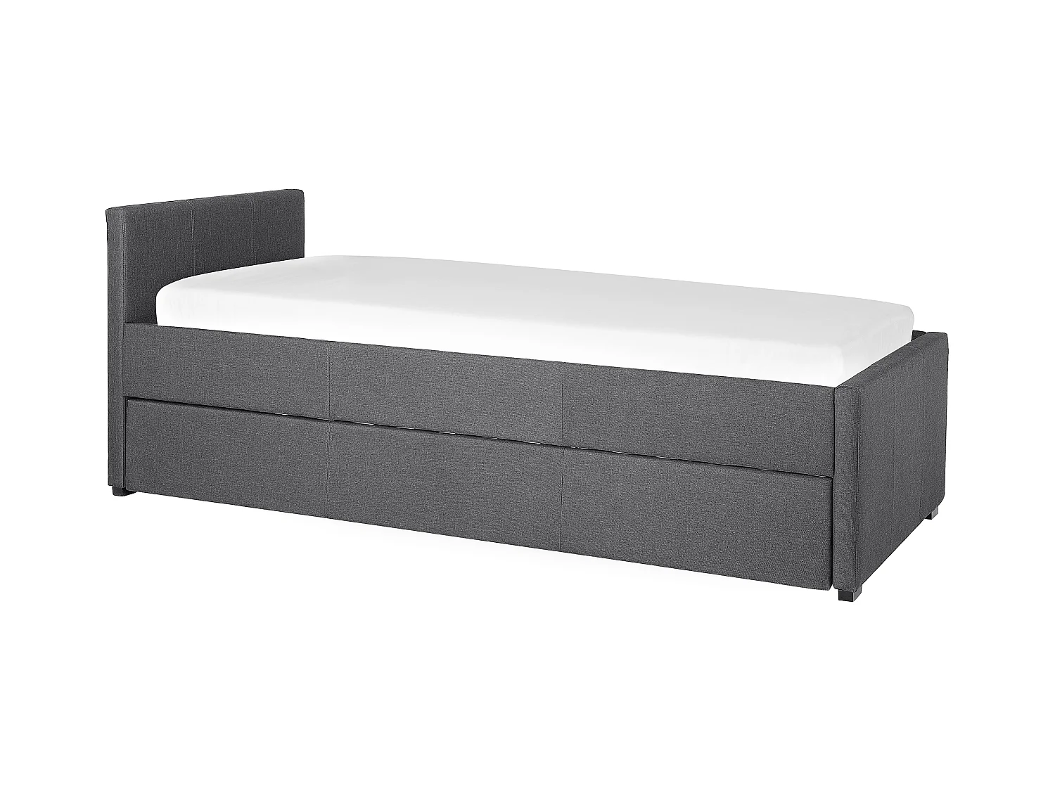 Tagesbett ausziehbar Stoffbezug Leinenoptik grau Lattenrost 80x200 cm Marmande