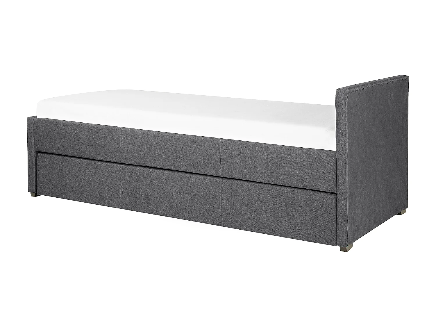 Tagesbett ausziehbar Stoffbezug Leinenoptik grau Lattenrost 80x200 cm Marmande