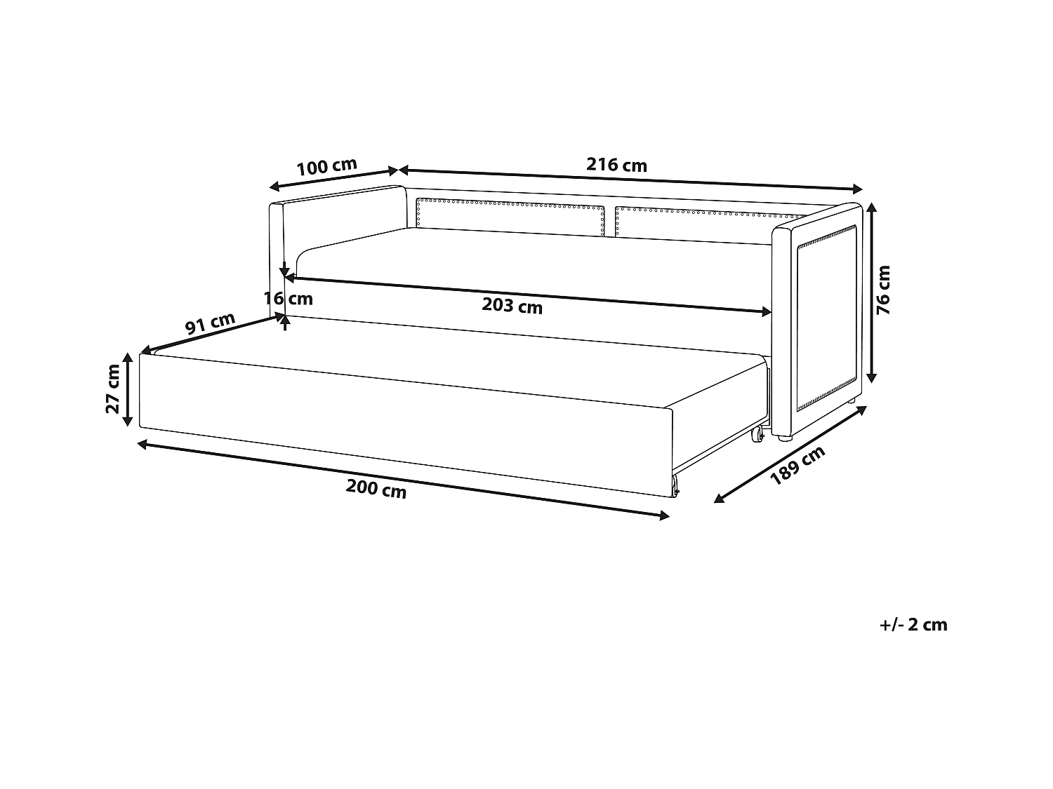 Łóżko wysuwane Sztruks MIMIZAN 90 x 200 cm Różowy