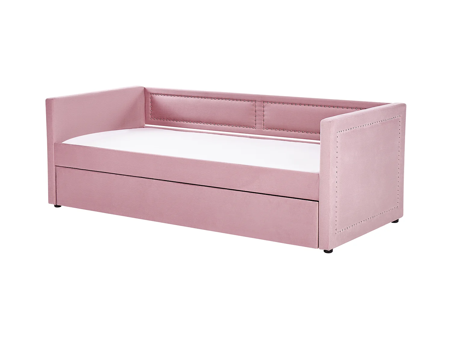 Łóżko wysuwane Sztruks MIMIZAN 90 x 200 cm Różowy