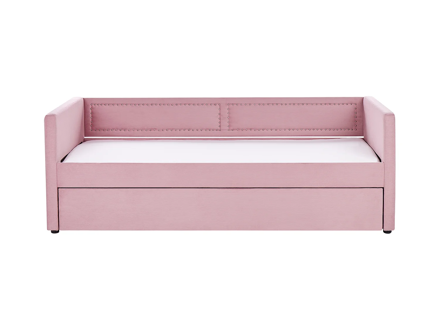 Łóżko wysuwane Sztruks MIMIZAN 90 x 200 cm Różowy