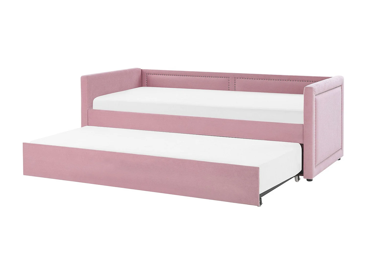 Lit gigogne Velours côtelé MIMIZAN 90 x 200 cm Rose