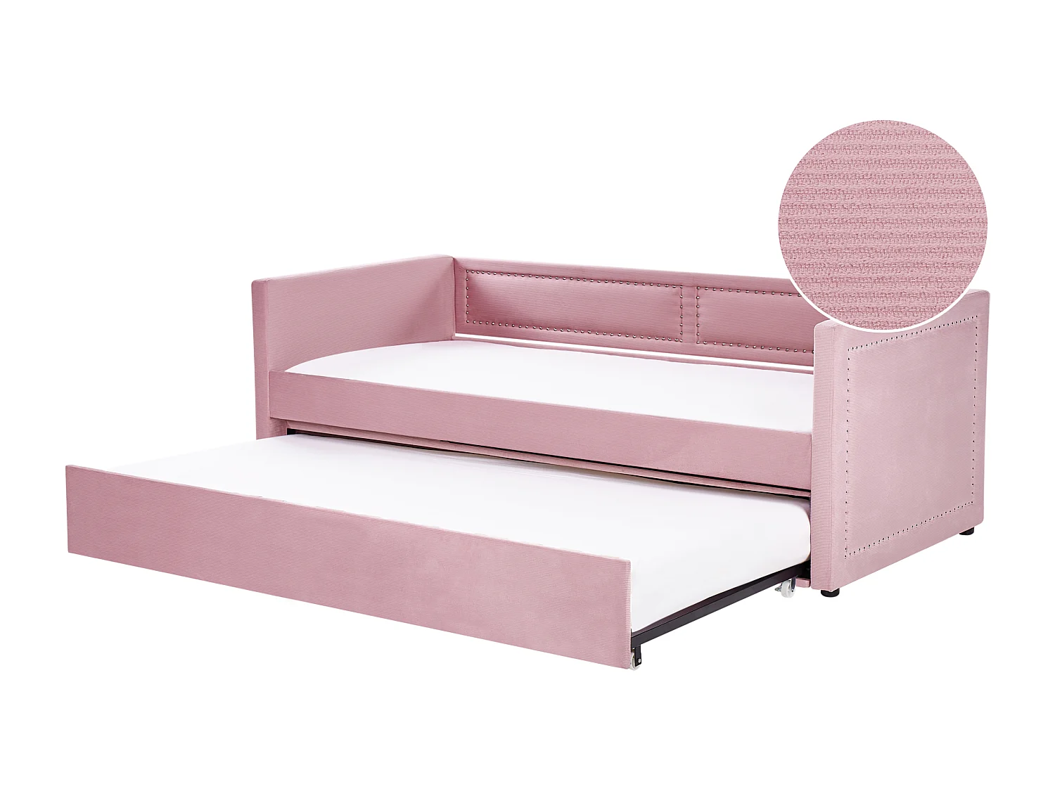 Onderschuifbed Corduroy MIMIZAN 90 x 200 cm Roze