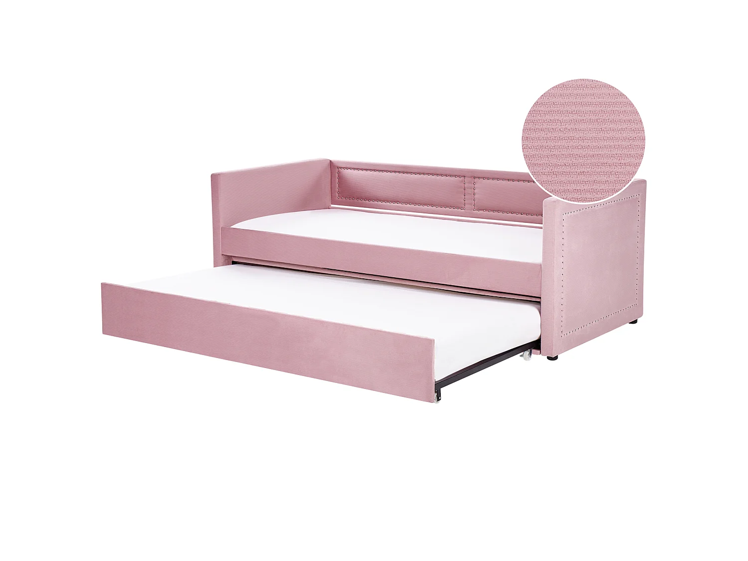 Lit gigogne Velours côtelé MIMIZAN 90 x 200 cm Rose