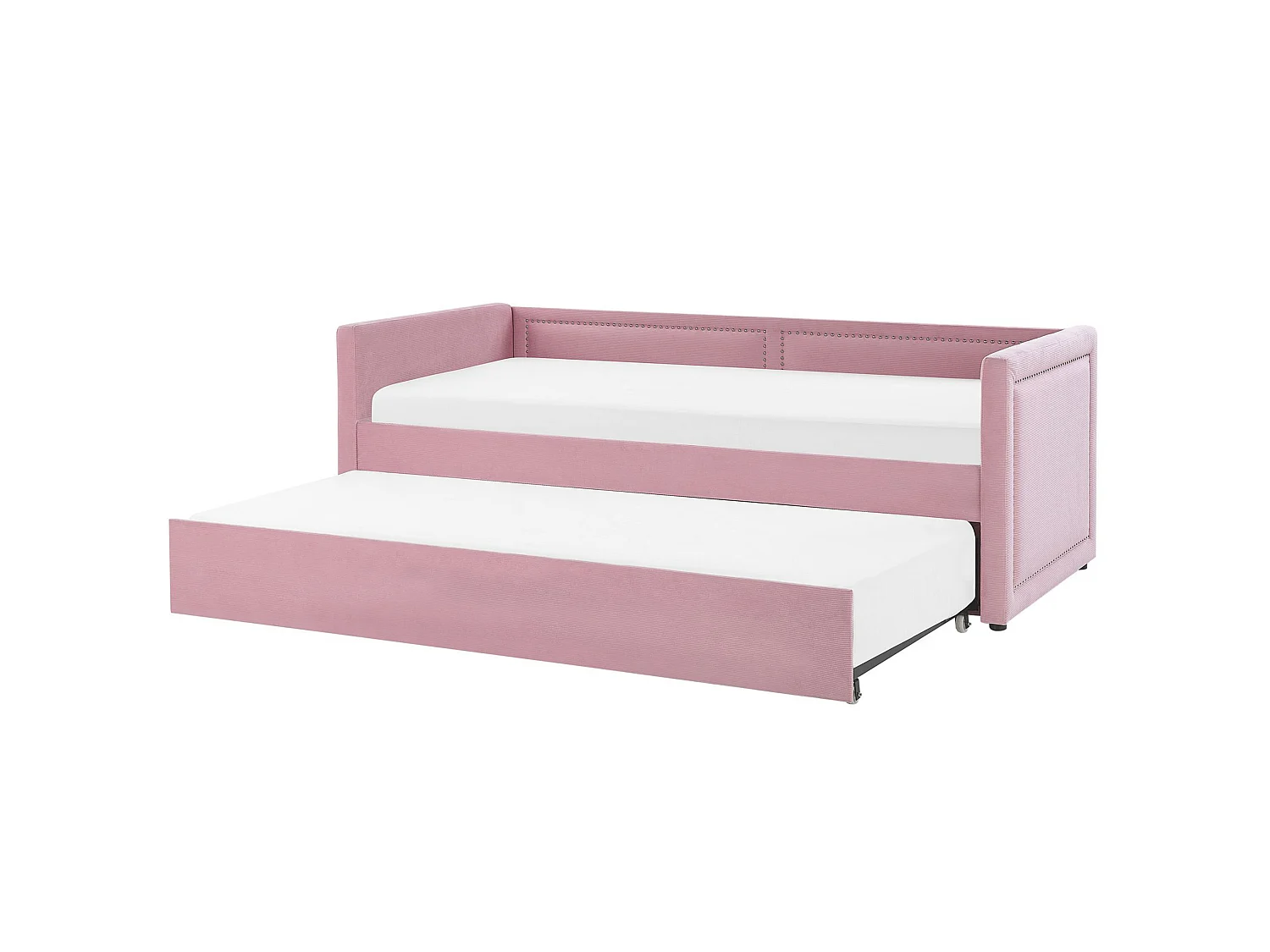 Lit gigogne Velours côtelé MIMIZAN 90 x 200 cm Rose