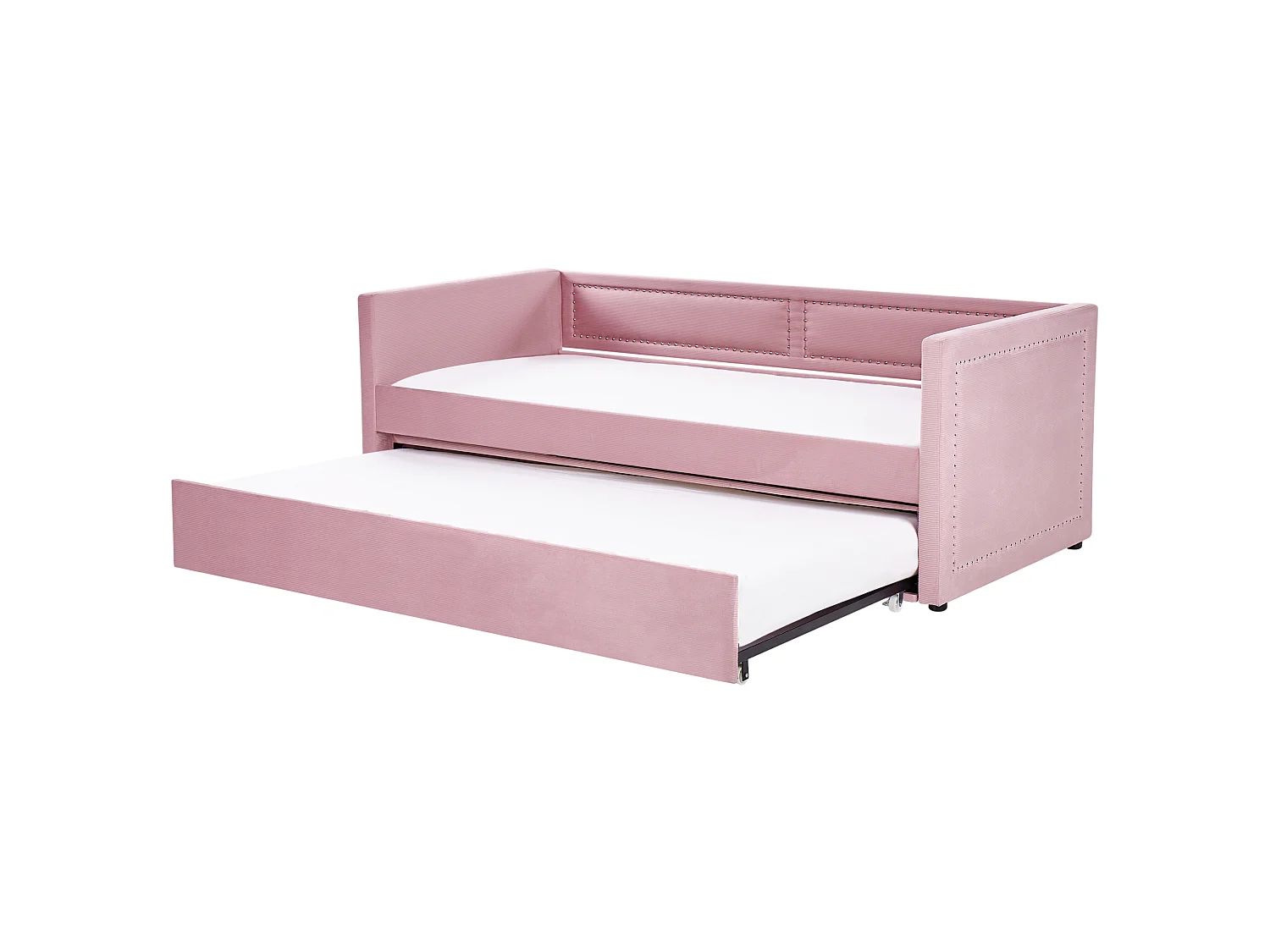 Lit gigogne Velours côtelé MIMIZAN 90 x 200 cm Rose