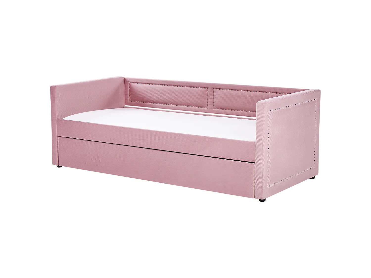 Lit gigogne Velours côtelé MIMIZAN 90 x 200 cm Rose