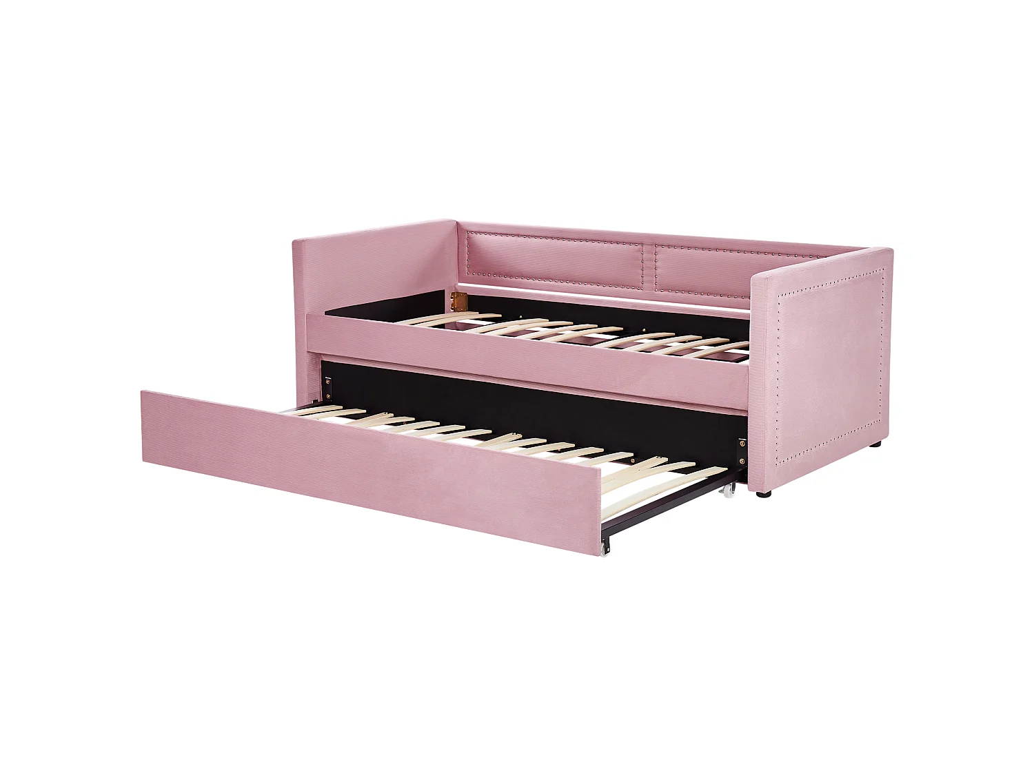 Lit gigogne Velours côtelé MIMIZAN 90 x 200 cm Rose