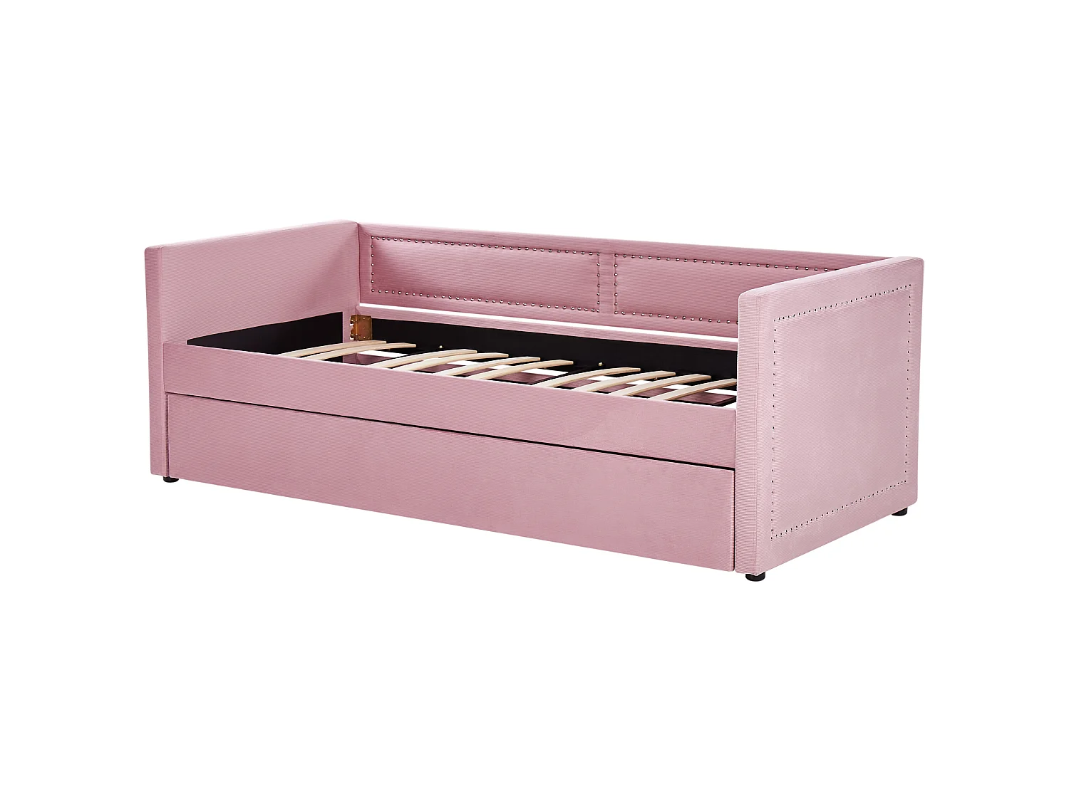 Lit gigogne Velours côtelé MIMIZAN 90 x 200 cm Rose