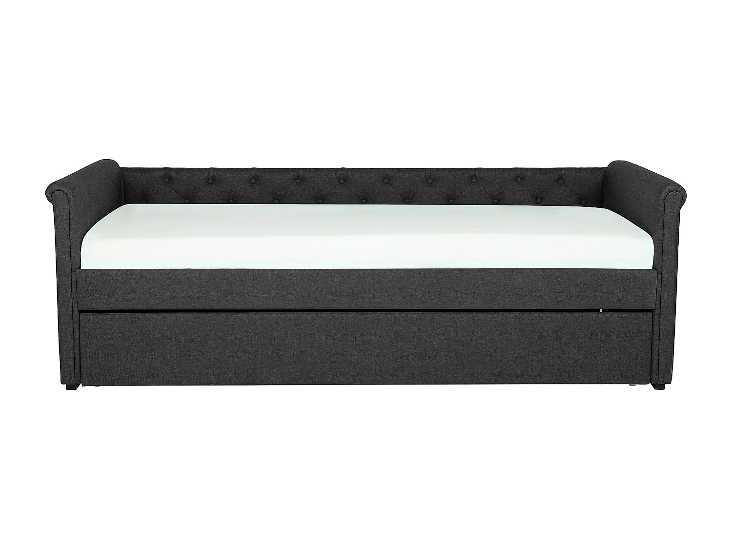 Elegantes Tandembett ausziehbar Polsterung dunkelgrau Leinenoptik Libourne