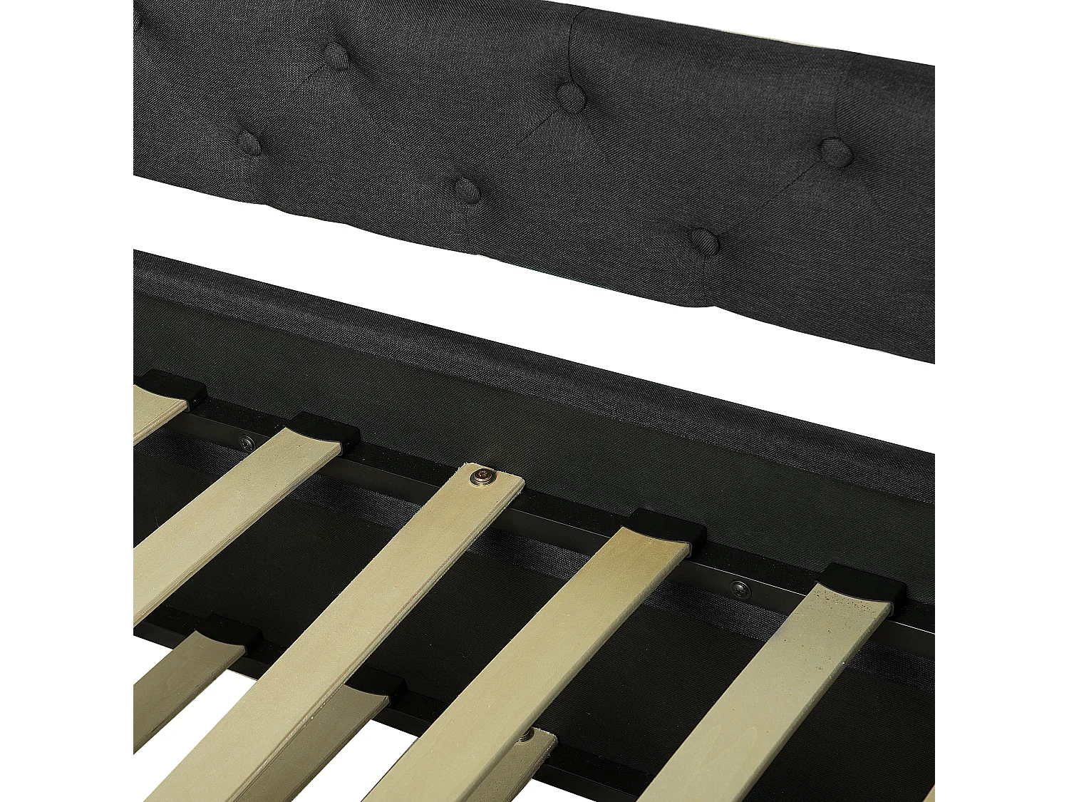 Elegantes Tandembett ausziehbar Polsterung dunkelgrau Leinenoptik Libourne